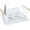 Rangement De Cuisine<Gifi Egouttoir à vaisselle en métal blanc avec poignée en bambou
