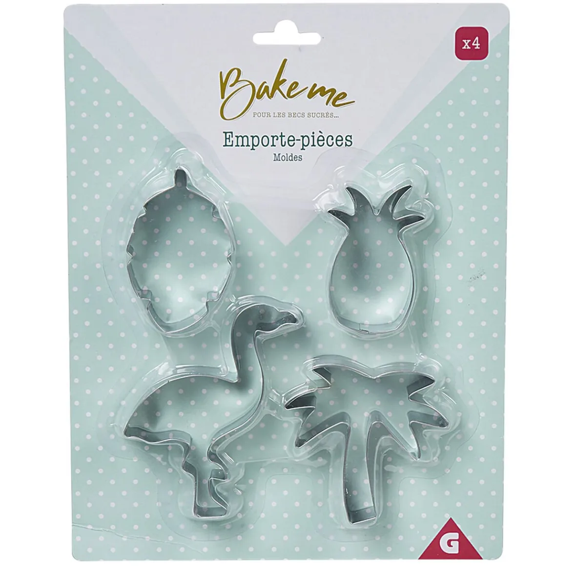 Cuisson<Gifi Emporte pièce forme Ananas Palmier Flamant rose Feuille x4