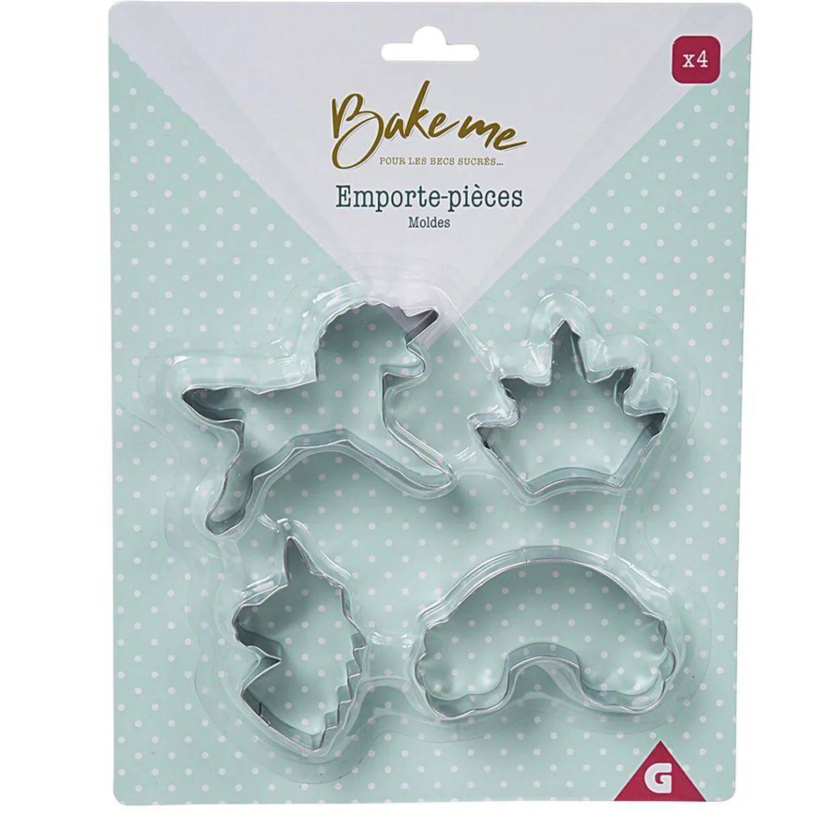 Cuisson<Gifi Emporte pièce forme Licorne Arc en ciel Couronne x4