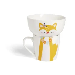 Vaisselle Et Accessoires De Table<Gifi Ensemble bol et mug en porcelaine motif enfant motif renard H15cm