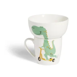 Vaisselle Et Accessoires De Table<Gifi Ensemble bol et mug en porcelaine motif enfant motif dinosaure H15cm