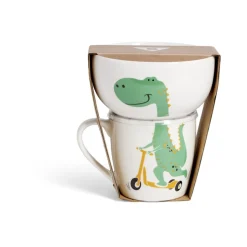 Vaisselle Et Accessoires De Table<Gifi Ensemble bol et mug en porcelaine motif enfant motif dinosaure H15cm