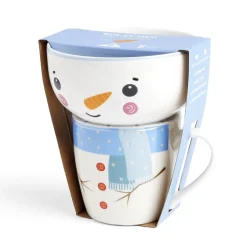 Gifi Ensemble mug 355ml avec bol 520ml porcelaine motif bonhomme de neige| Vaisselle Et Accessoires De Table