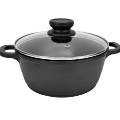 Cuisson<Gifi Faitout noir couvercle verre transparent