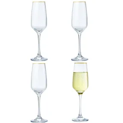 Gifi Flûte à champagne bord doré 19,5cl x4| Vaisselle Et Accessoires De Table