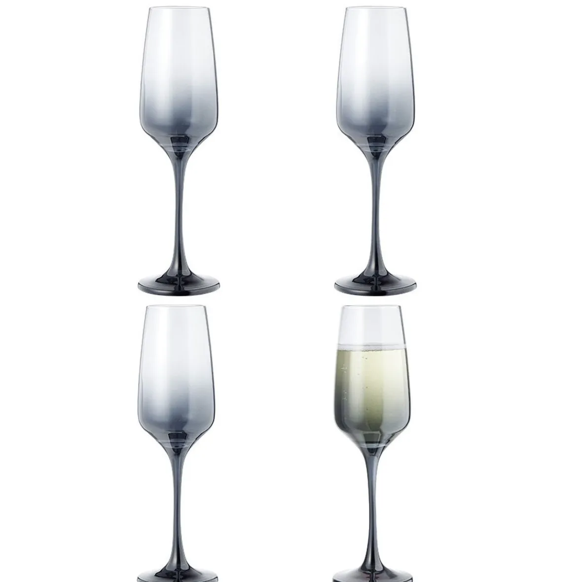 Gifi Flûte à champagne fumé noir 19,5cl x4| Vaisselle Et Accessoires De Table