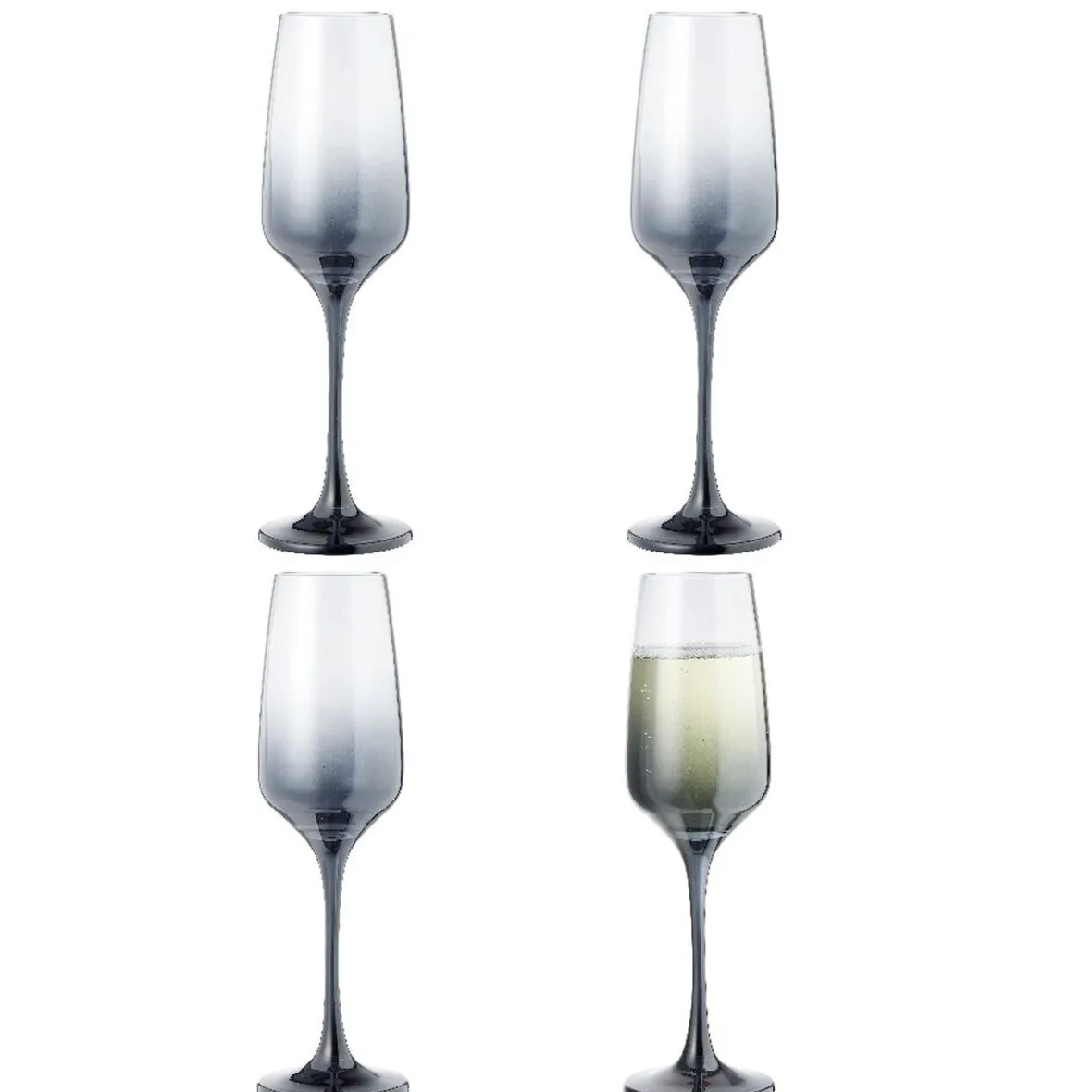 Gifi Flûte à champagne fumé noir 19,5cl x4| Vaisselle Et Accessoires De Table