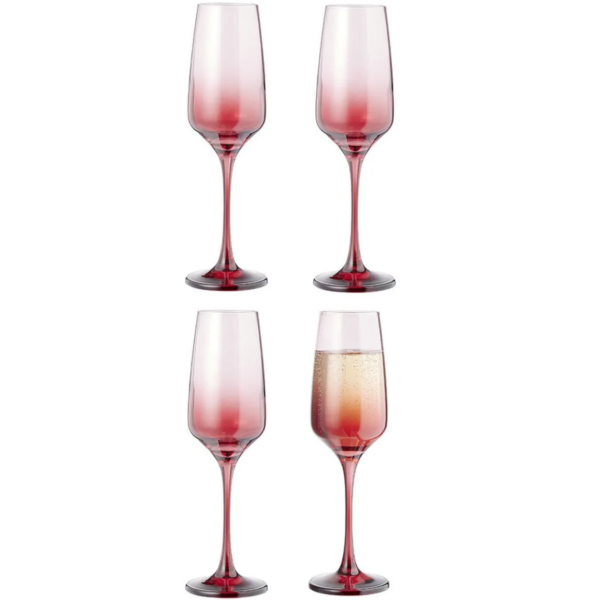 Gifi Flûte à champagne fumé rouge 19,5cl x4| Vaisselle Et Accessoires De Table