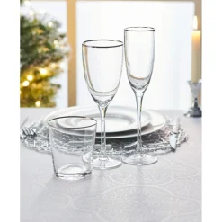 Gifi Flûte avec filet argenté en verre| Vaisselle Et Accessoires De Table