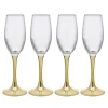 Gifi Flûte en verre transparent pied doré x4| Vaisselle Et Accessoires De Table