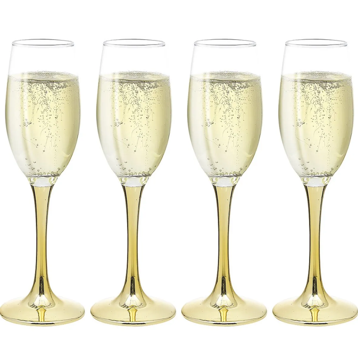 Gifi Flûte en verre transparent pied doré x4| Vaisselle Et Accessoires De Table