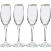 Gifi Flûte en verre transparent avec liseré doré x4| Vaisselle Et Accessoires De Table