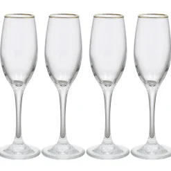 Gifi Flûte en verre transparent avec liseré doré x4| Vaisselle Et Accessoires De Table