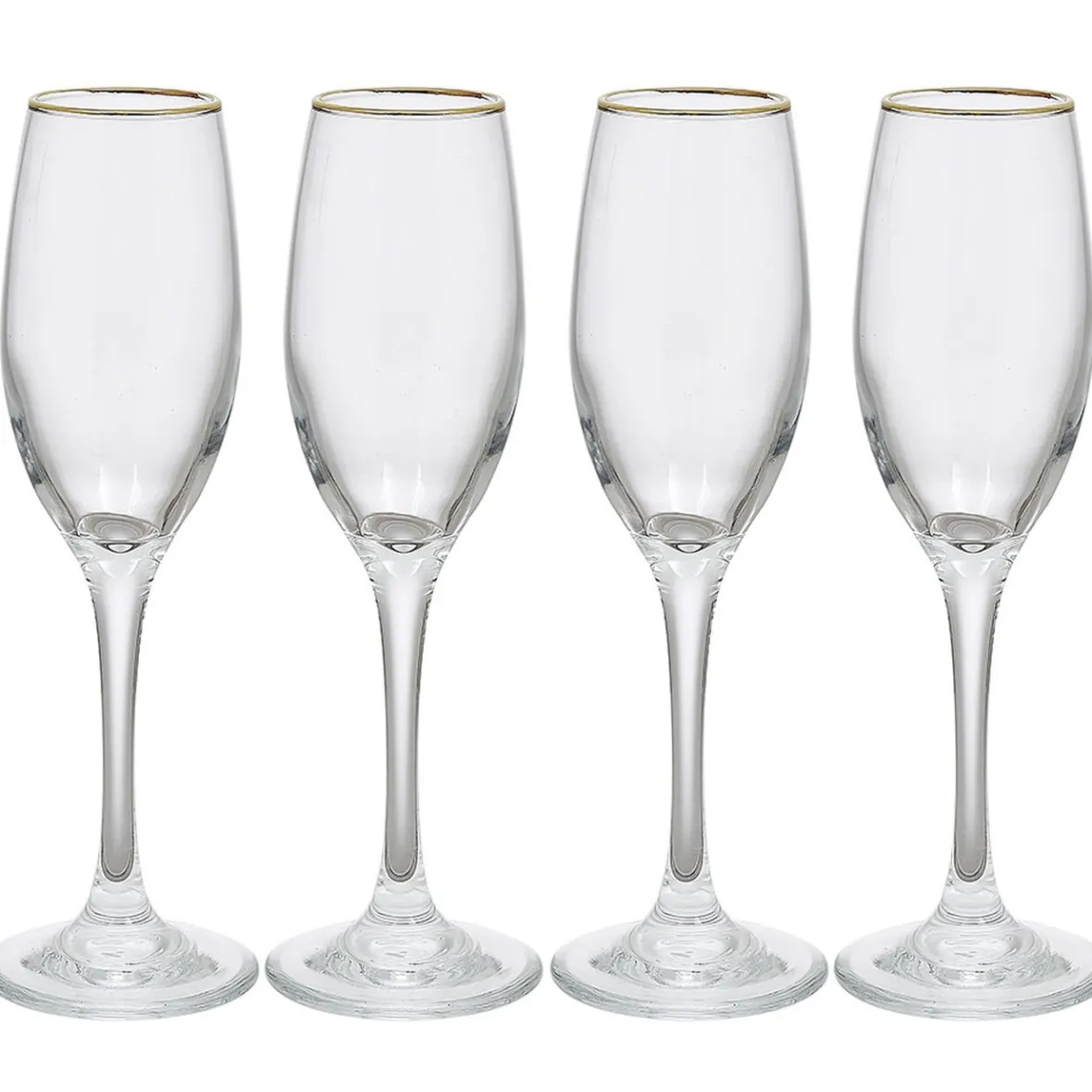 Gifi Flûte en verre transparent avec liseré doré x4| Vaisselle Et Accessoires De Table