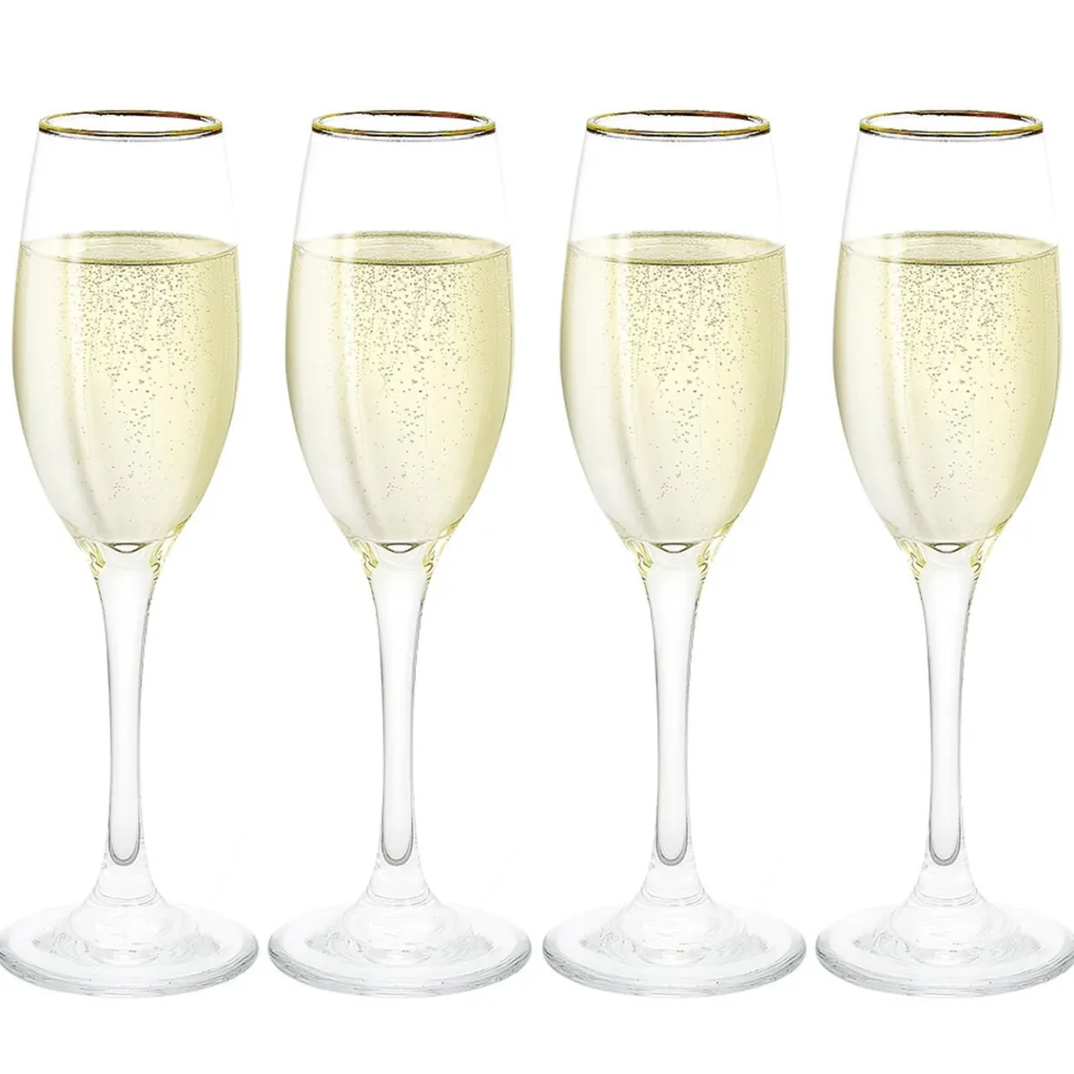 Gifi Flûte en verre transparent avec liseré doré x4| Vaisselle Et Accessoires De Table