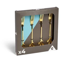 Vaisselle Et Accessoires De Table<Gifi Fourchette à dessert x4 design feuille inox doré L15cm