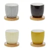 Gifi Gobelet à expresso avec sous tasse en bambou x4| Vaisselle Et Accessoires De Table