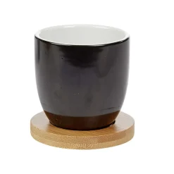Gifi Gobelet à expresso avec sous tasse en bambou x4| Vaisselle Et Accessoires De Table