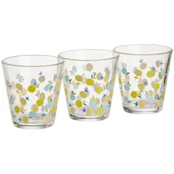 Gifi Gobelet bas conique transparent motif citron 25cl x3 - Ø8,4 x H8 cm| Vaisselle Et Accessoires De Table