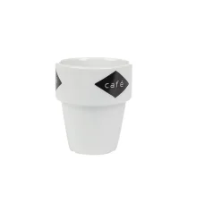 Gifi Gobelet en porcelaine design blanc noir 11 cl x4| Vaisselle Et Accessoires De Table