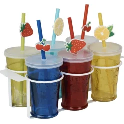 Vaisselle Et Accessoires De Table<Gifi Gobelet en verre avec couvercle et paille multicolore x6