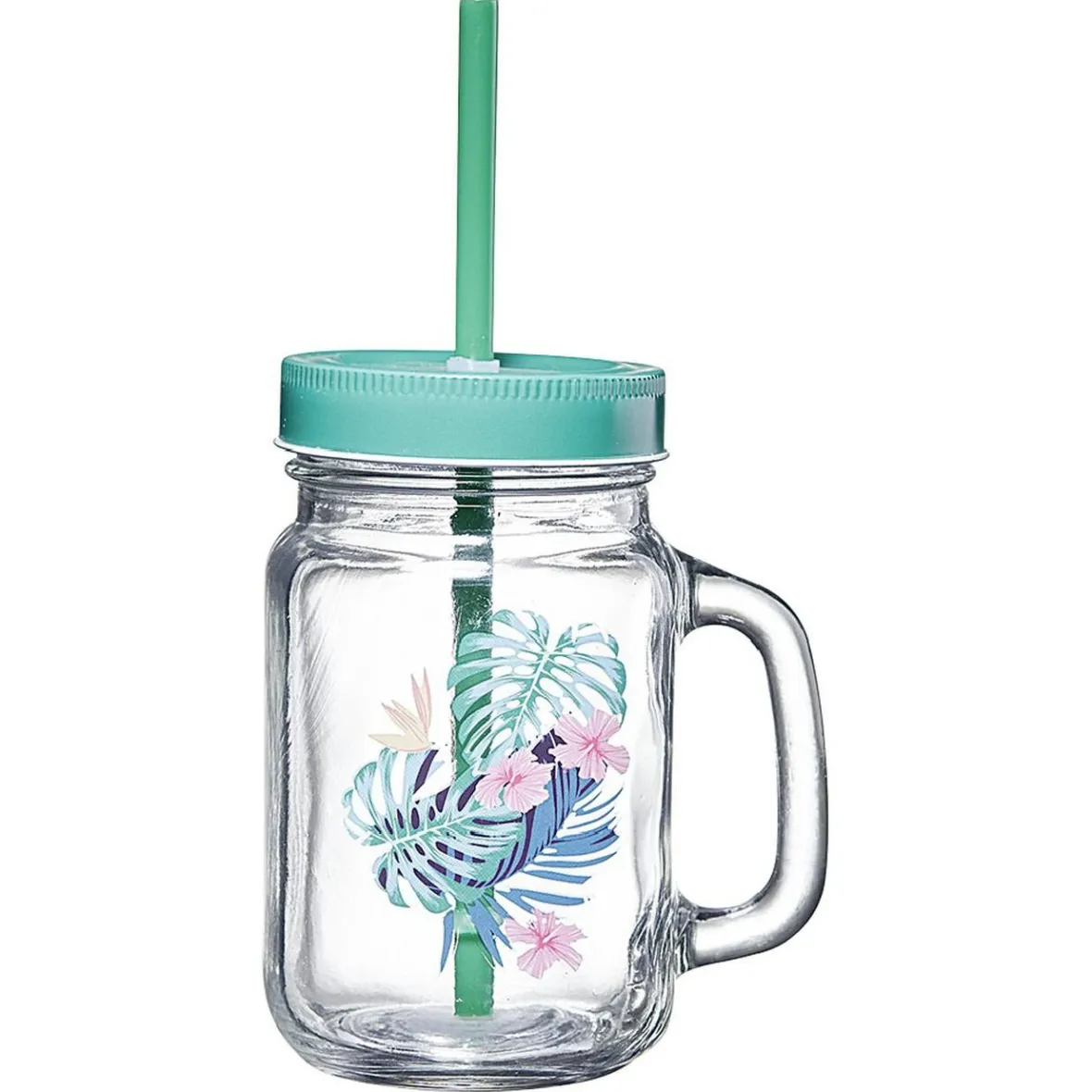Gifi Gobelet en verre avec couvercle et paille assortie 400 ml| Vaisselle Et Accessoires De Table