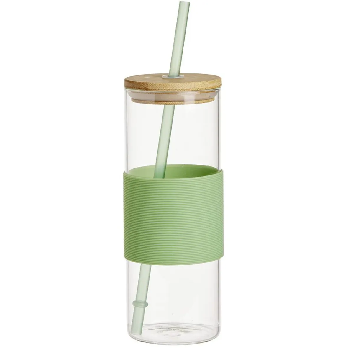 Gifi Gobelet en verre et bambou avec silicone bleu Ø6,5xH18cm| Vaisselle Et Accessoires De Table