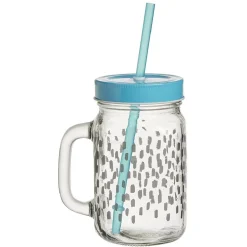 Vaisselle Et Accessoires De Table<Gifi Gobelet en verre imprimé avec poignée paille et couvercle 480ml