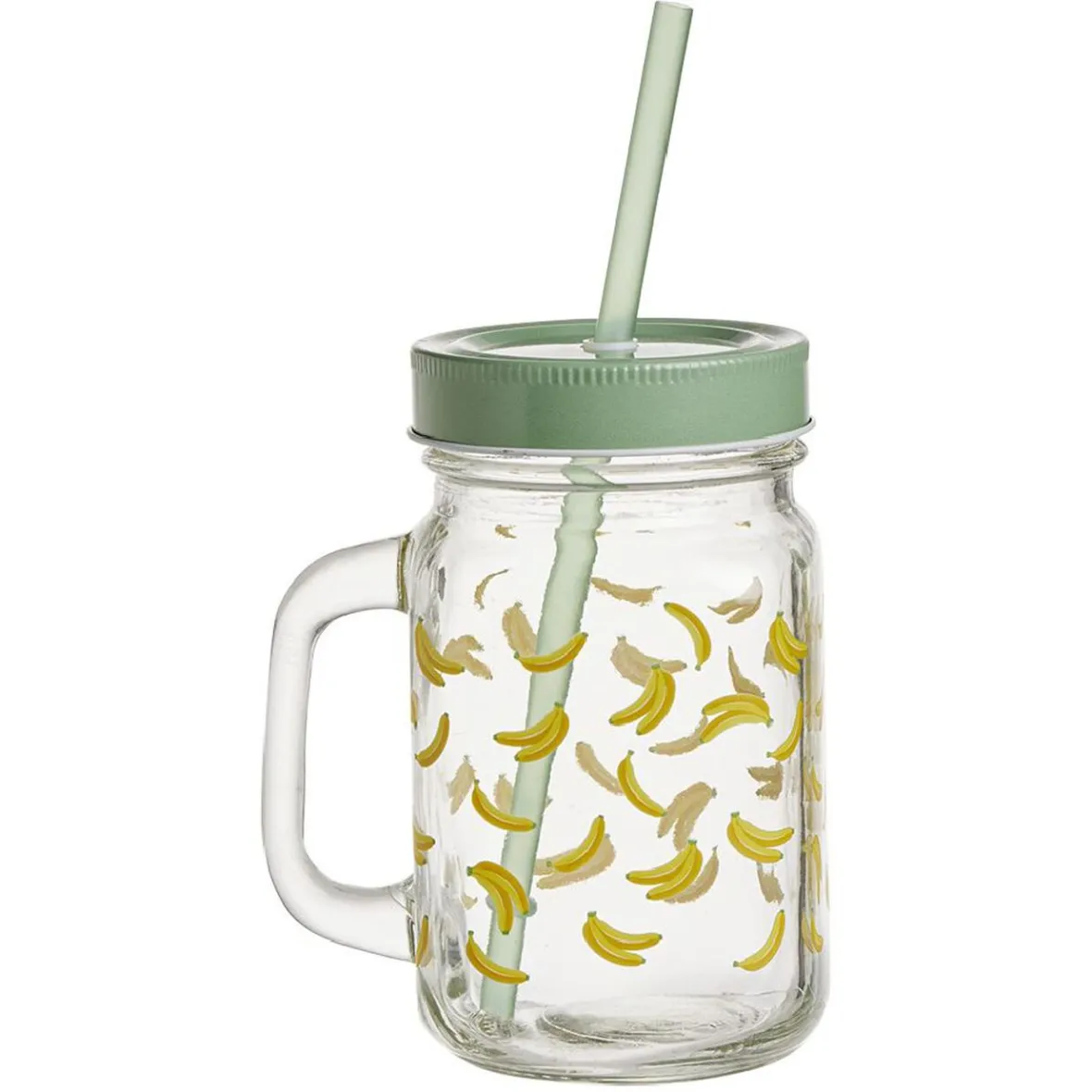 Vaisselle Et Accessoires De Table<Gifi Gobelet en verre imprimé avec poignée paille et couvercle 480ml