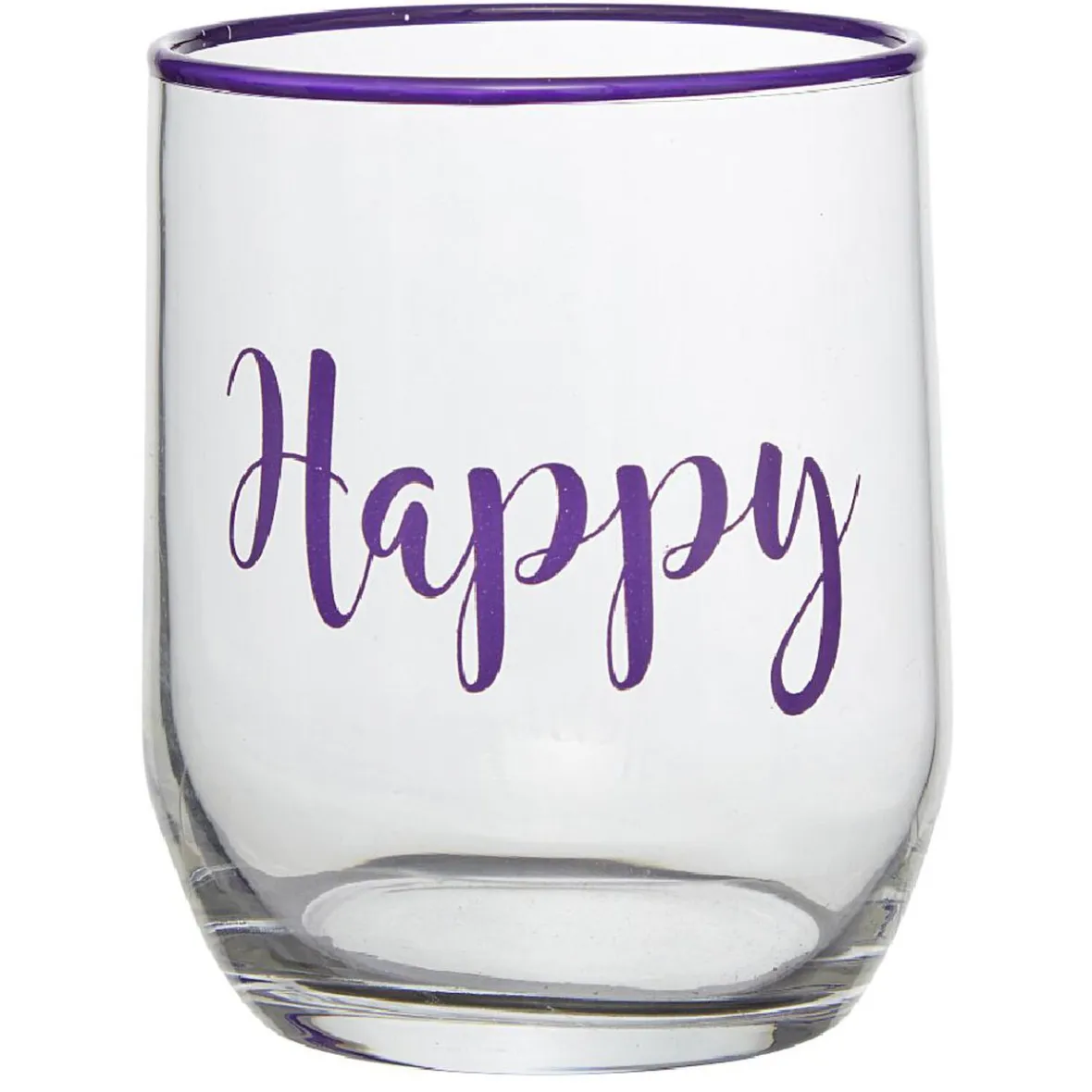 Gifi Gobelet en verre inscription Happy bord coloré 31,5 cl| Vaisselle Et Accessoires De Table
