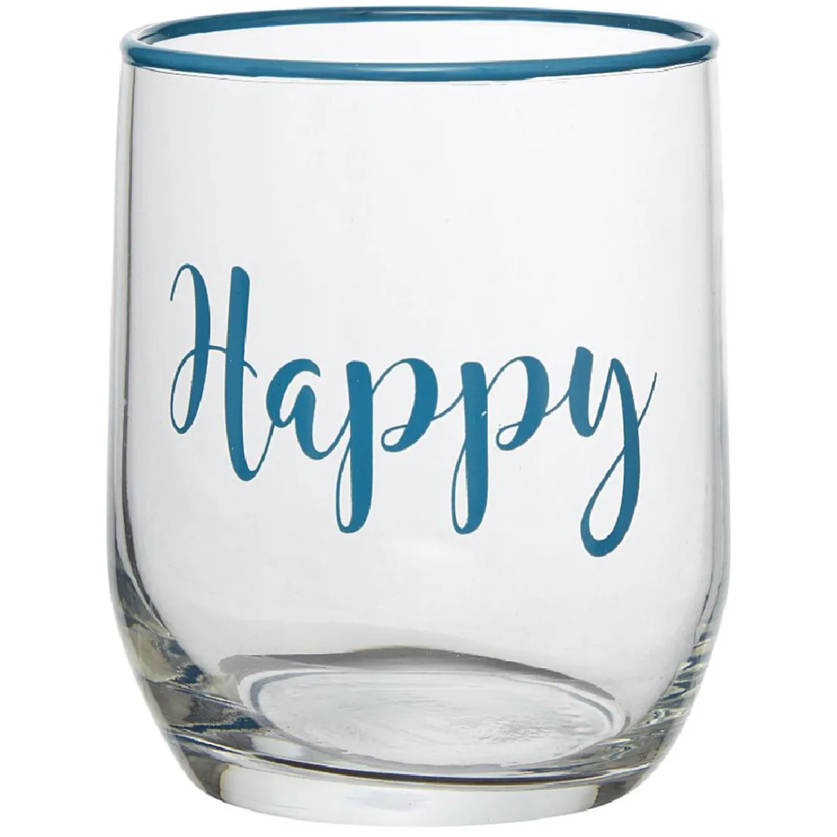 Gifi Gobelet en verre inscription Happy bord coloré 31,5 cl| Vaisselle Et Accessoires De Table