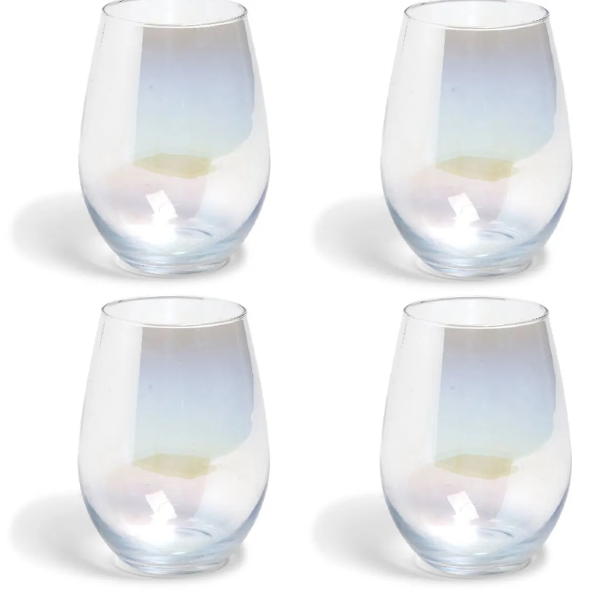 Gifi Gobelet en verre irisé ovale x4| Vaisselle Et Accessoires De Table