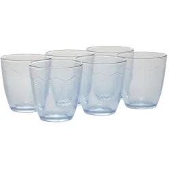 Vaisselle Et Accessoires De Table<Gifi Gobelet en verre Margaux motifs chevron transparent bleu x6