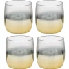 Gifi Gobelet en verre transparent pied doré x4| Vaisselle Et Accessoires De Table