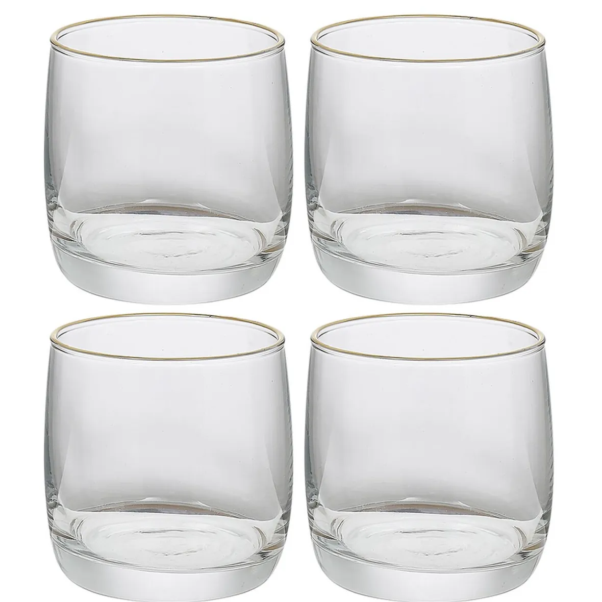 Gifi Gobelet en verre transparent avec liseré doré x4| Vaisselle Et Accessoires De Table