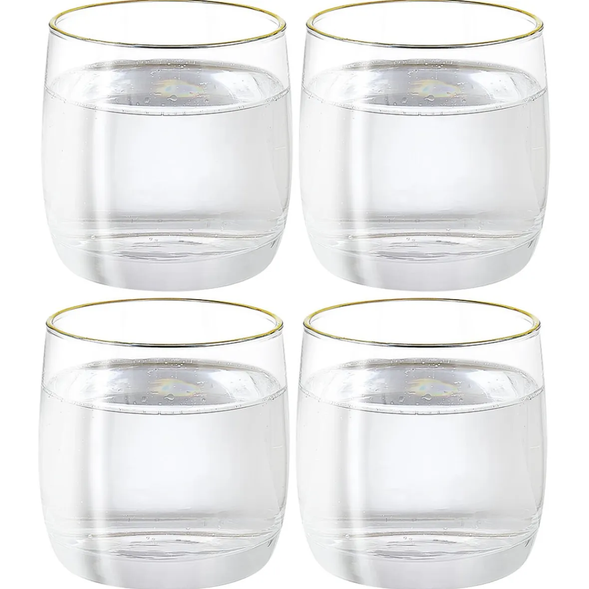 Gifi Gobelet en verre transparent avec liseré doré x4| Vaisselle Et Accessoires De Table