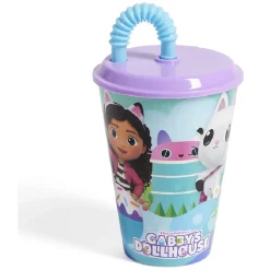 Gifi Gobelet enfant avec paille Gabby et la Maison Magique Ø9xH16,3cm| Vaisselle Et Accessoires De Table
