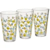 Gifi Gobelet haut verre transparent motif citron jaune et bleu 30cl x3| Vaisselle Et Accessoires De Table