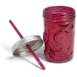 Vaisselle Et Accessoires De Table<Gifi Gobelet 500ml en verre couvercle métal avec paille - 3 coloris