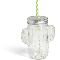 Vaisselle Et Accessoires De Table<Gifi Gobelet 460ml forme cactus avec paille verre transparent