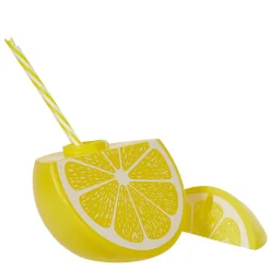 Gifi Gobelet plastique et paille en forme de citron| Vaisselle Et Accessoires De Table