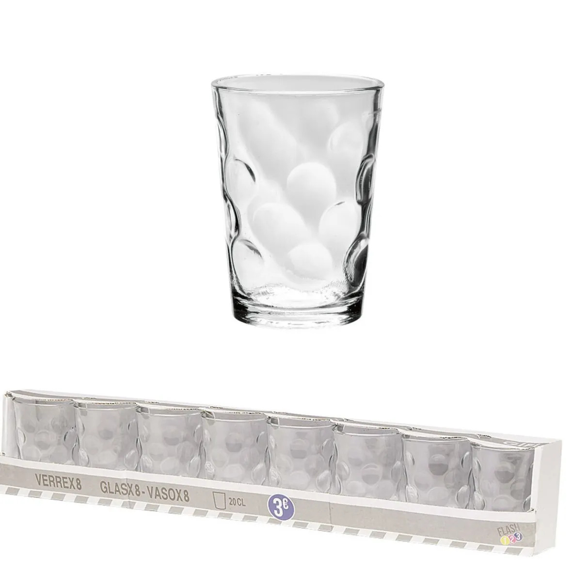 Gifi Gobelet verre motif embossé transparent 20 cl x8| Vaisselle Et Accessoires De Table
