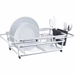 Rangement De Cuisine<Gifi Égouttoir à vaisselle extensible aluminium avec porte-couverts noir