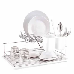 Rangement De Cuisine<Gifi Égouttoir avec plateau et supports couverts blancs 2 niveaux