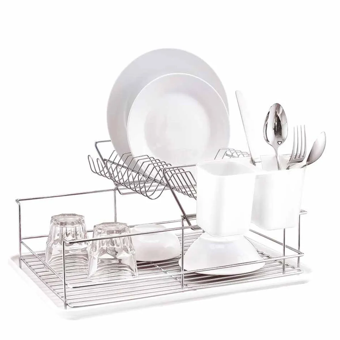 Rangement De Cuisine<Gifi Égouttoir avec plateau et supports couverts blancs 2 niveaux