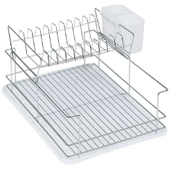 Rangement De Cuisine<Gifi Égouttoir avec plateau et supports couverts blanc 2 niveaux
