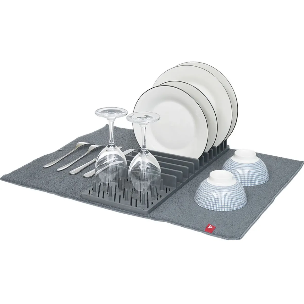 Rangement De Cuisine<Gifi Égouttoir avec tapis pliable gris foncé 11 rangées 12 picots