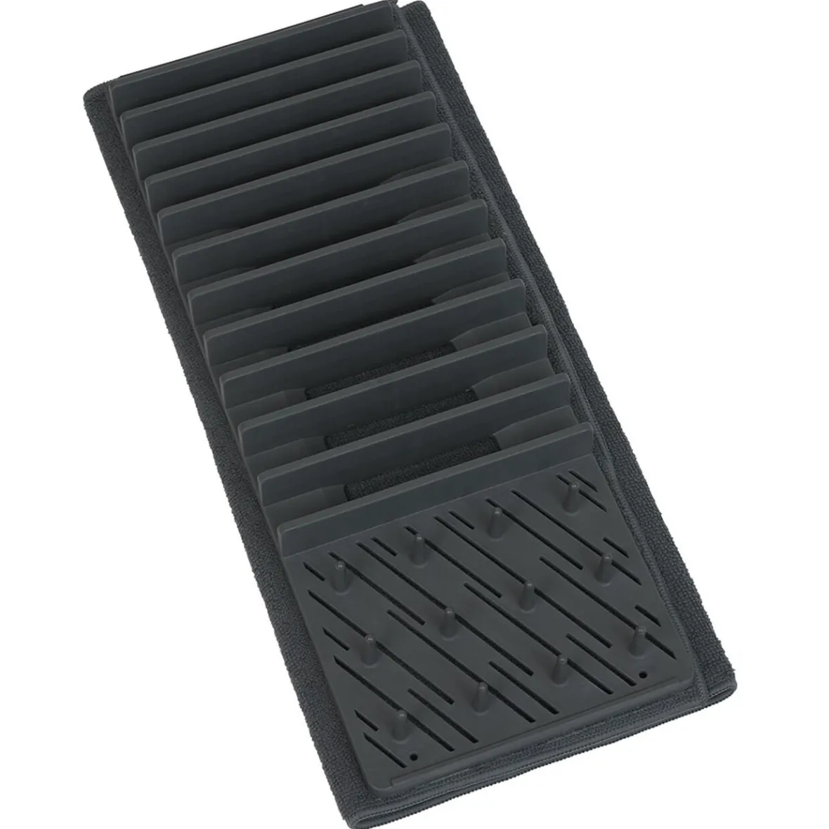 Rangement De Cuisine<Gifi Égouttoir avec tapis pliable gris foncé 11 rangées 12 picots