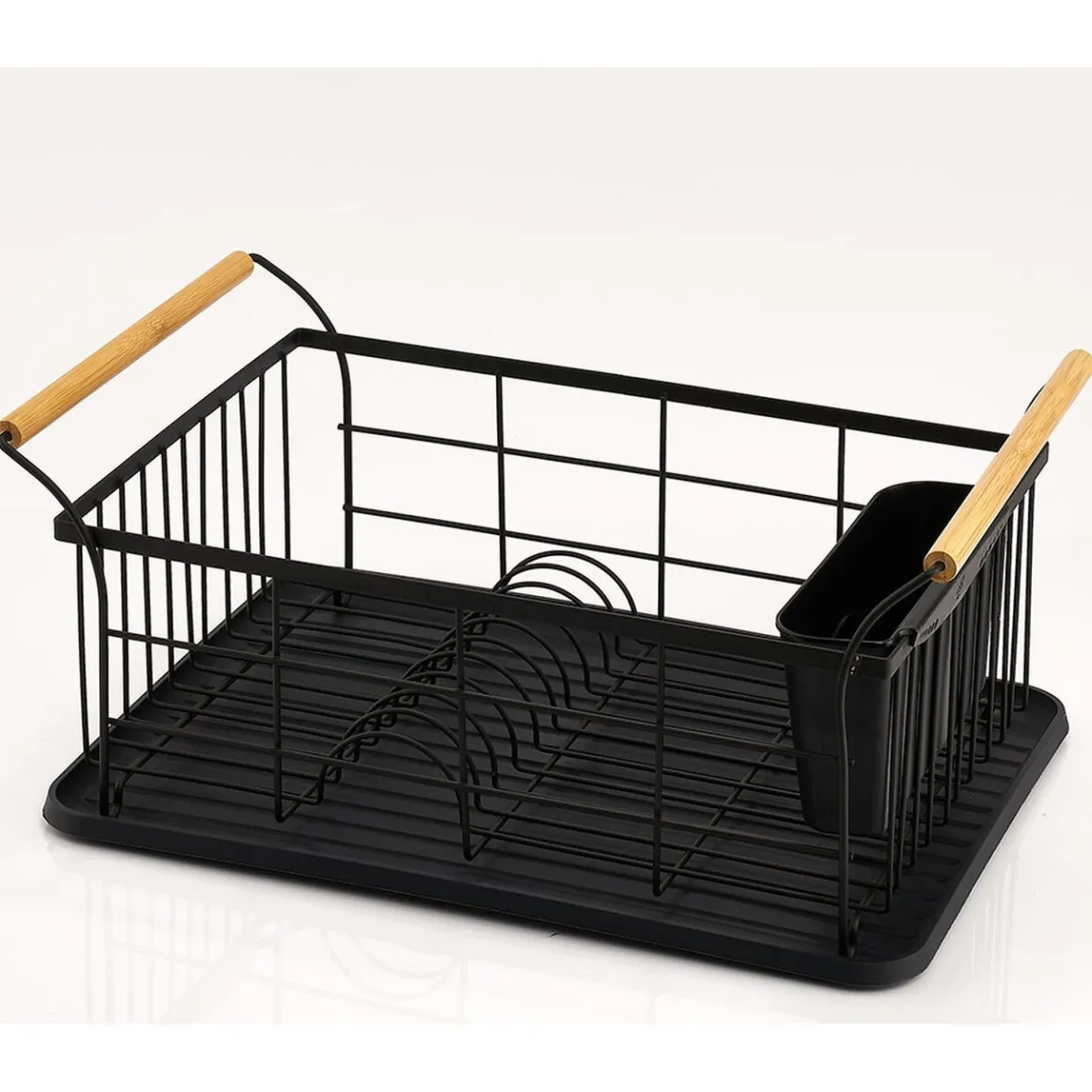 Rangement De Cuisine<Gifi Égouttoir range-couverts poignées bambou plateau noir mat