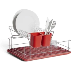 Rangement De Cuisine<Gifi Égouttoir vaisselle base métal gris et rouge